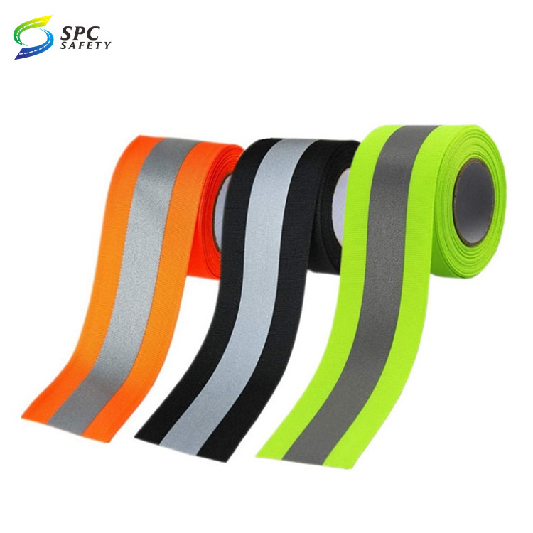 High Visibility silver reflective warning Safety clothing Trim strip Sew on polyester Fluorescent fabric Reflective Webbing tape