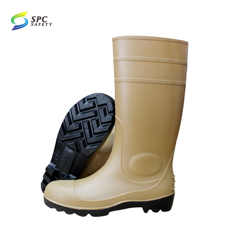 CE standard anti puncture waterproof oil industry construction mining work steel toe cap Black PVC rubber safety rain boots