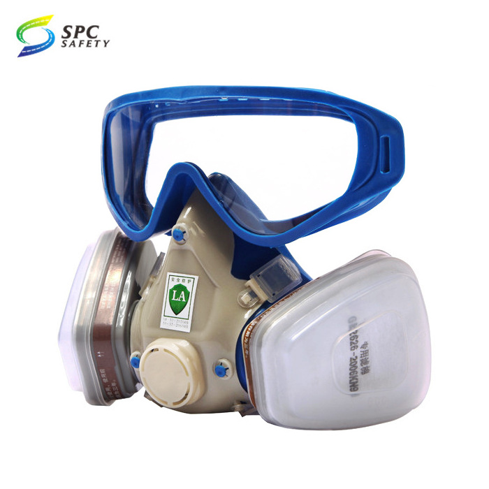 High quality spray paint toxic chemical mining workplace safety protective half face facepiece gas respirator mask with goggles