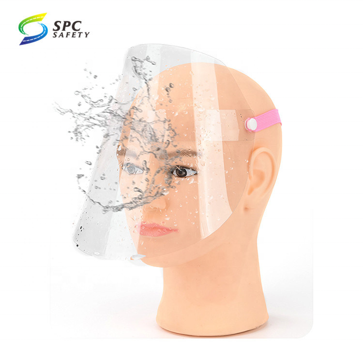 Industrial daily Anti Saliva Sprays Droplets flying debris Plastic Anti-Fog Splash Guard Face shield visor with elastic headband