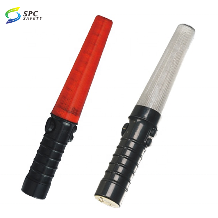 Parking Guide traffic control marshaling command Led warning flashing safety signal light batons traffic wands with top light