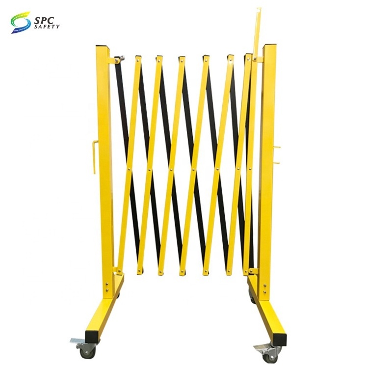 Wholesale Indoor temporary Movable Plastic retractable traffic fence barrier gate Expandable traffic barricade with wheels