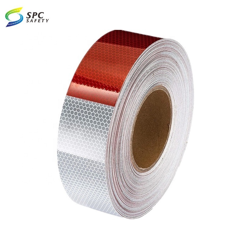 Roads safety vehicles trucks trailers sticker adhesive warning tape roll Red white striped reflective Conspicuity tape