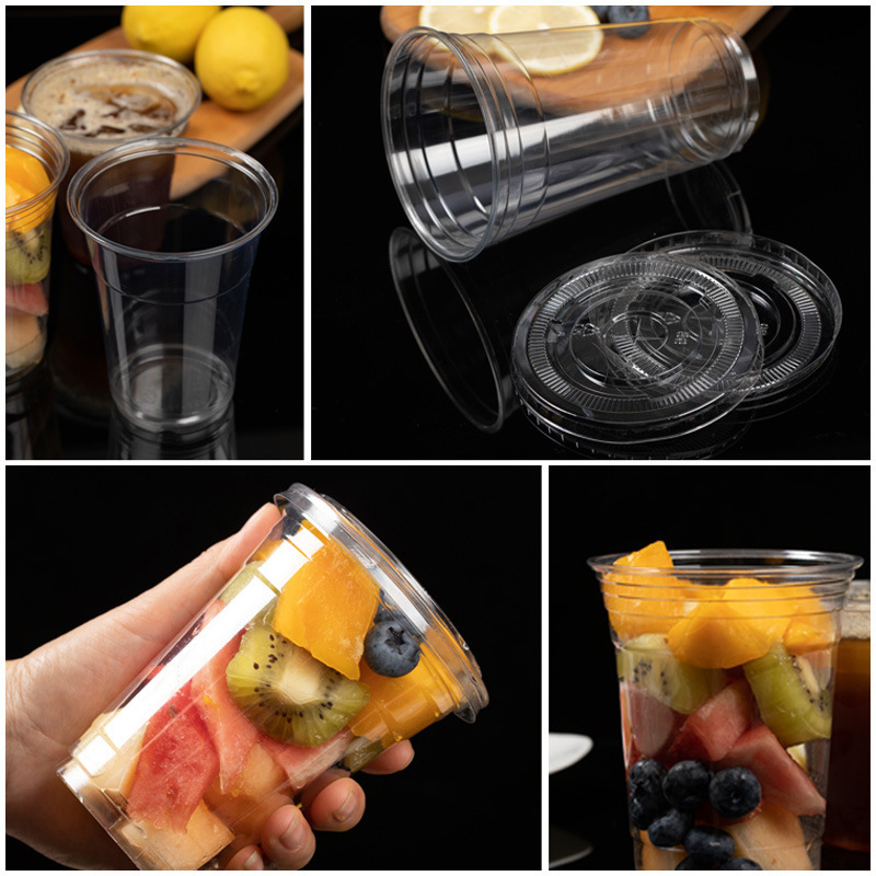 most popular items transparent disposable PET plastic cups with lids for coffee jelly icecream