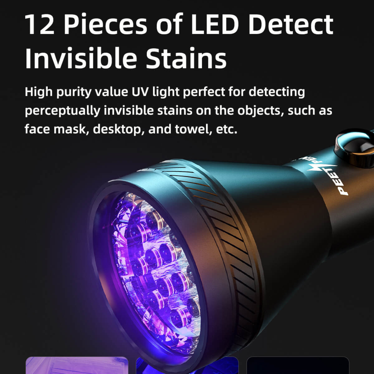 Waterproof  365nm UV Torch Light Detector Led Purple Light Black Light LED UV flashlight money detector for Dog Urine Bed Bug