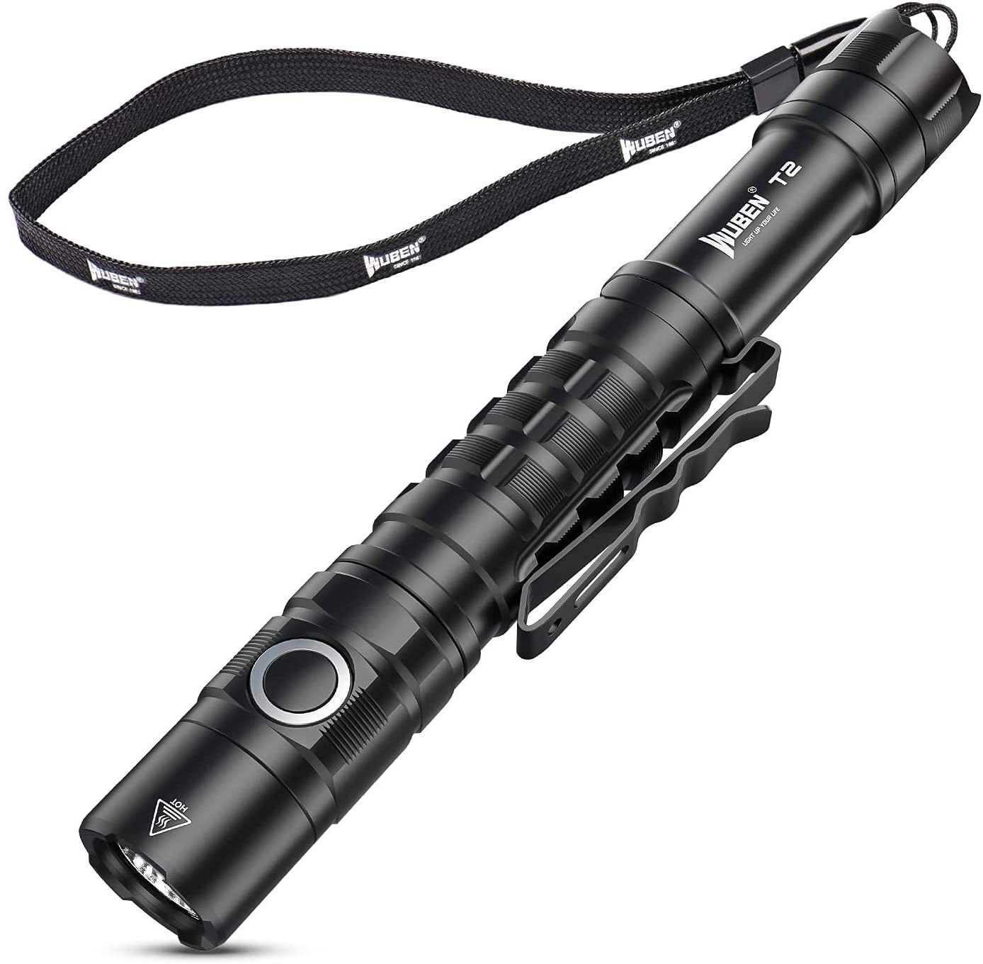 Wuben T2 Outdoor Camping Hiking lightweight Flash light Mini Torch IP68 Waterproof AA EDC Tactical Flashlight