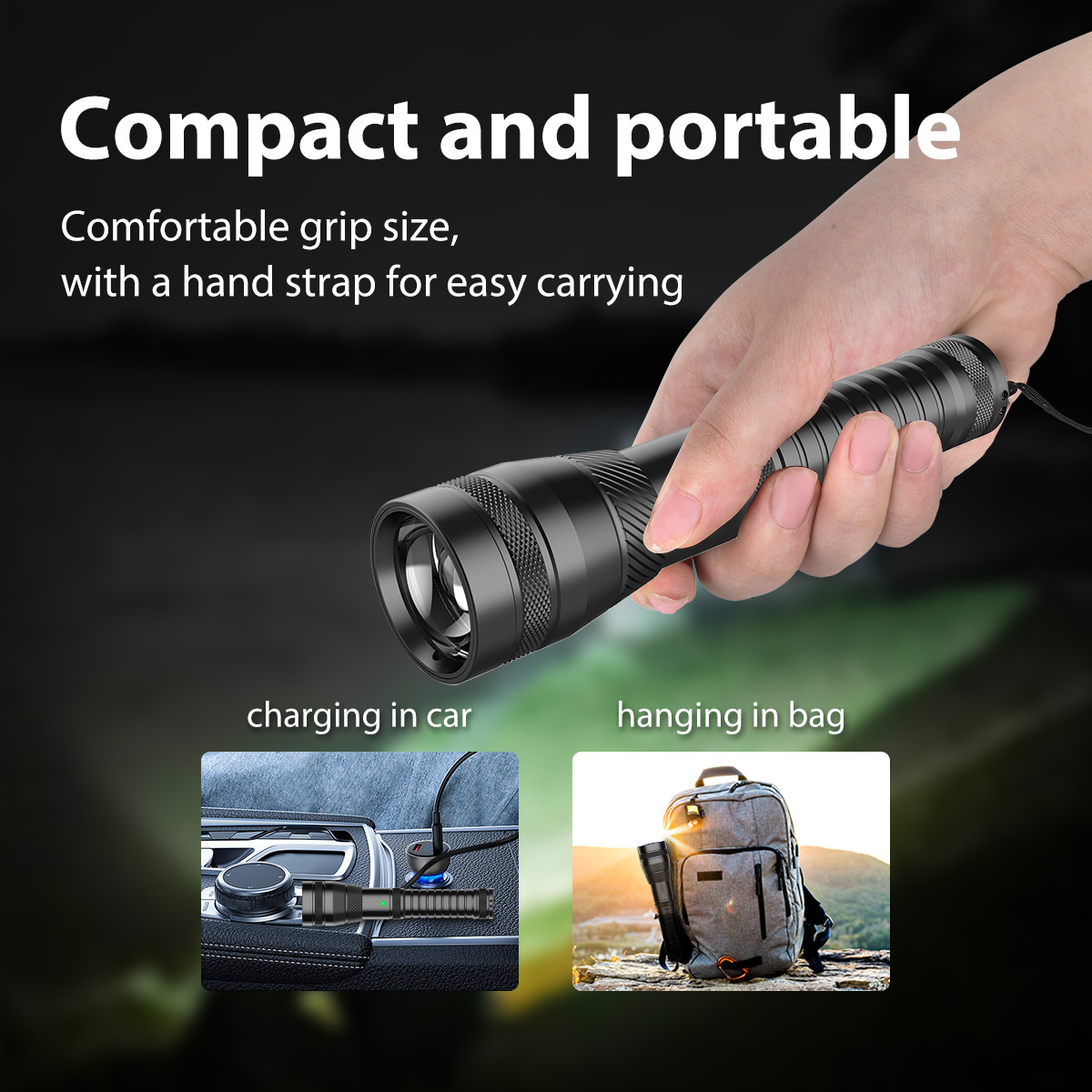 long range Aluminum Zoom Power flash light rechargeable Tactical flashlight