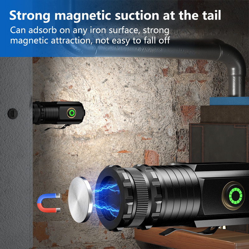 Multifunction Pocket Portable 18650 Safety hammer magnetic Rechargeable mini led flashlight