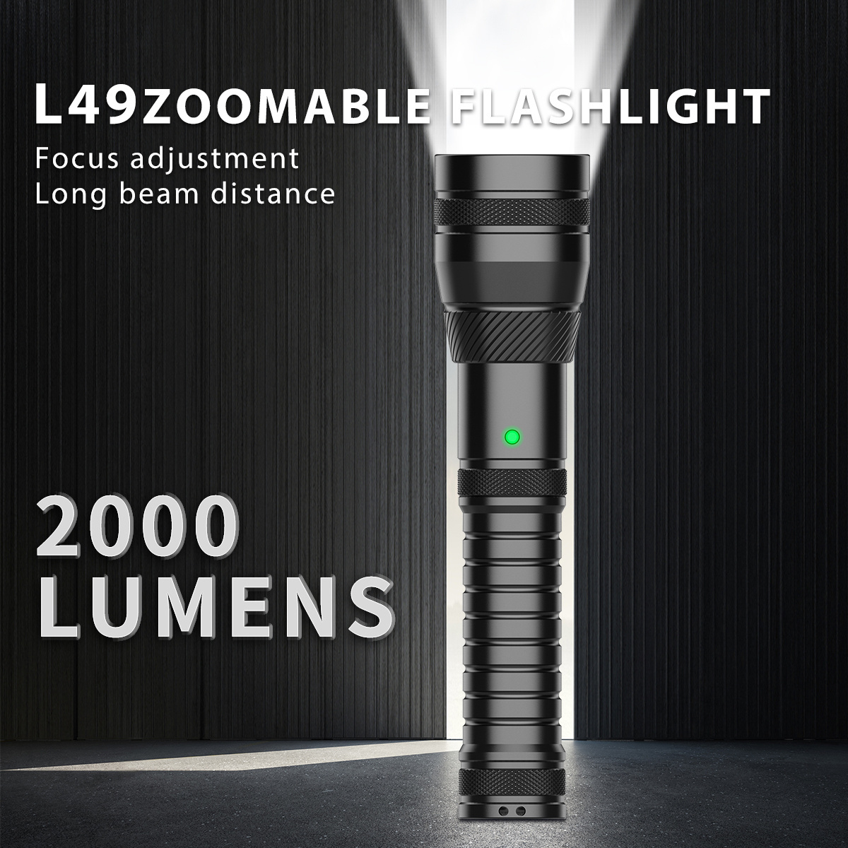 2000 Lumens Aluminum Power Zoomable tail switch Tactical torch light rechargeable led flashlight