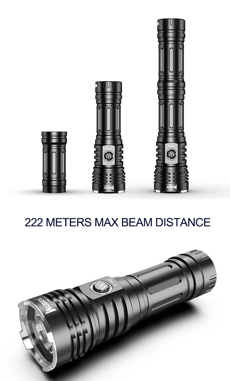 T70 High Lumens 4200 Lumens Waterproof Rechargeable LED Torch Tactical Camping Flashlight