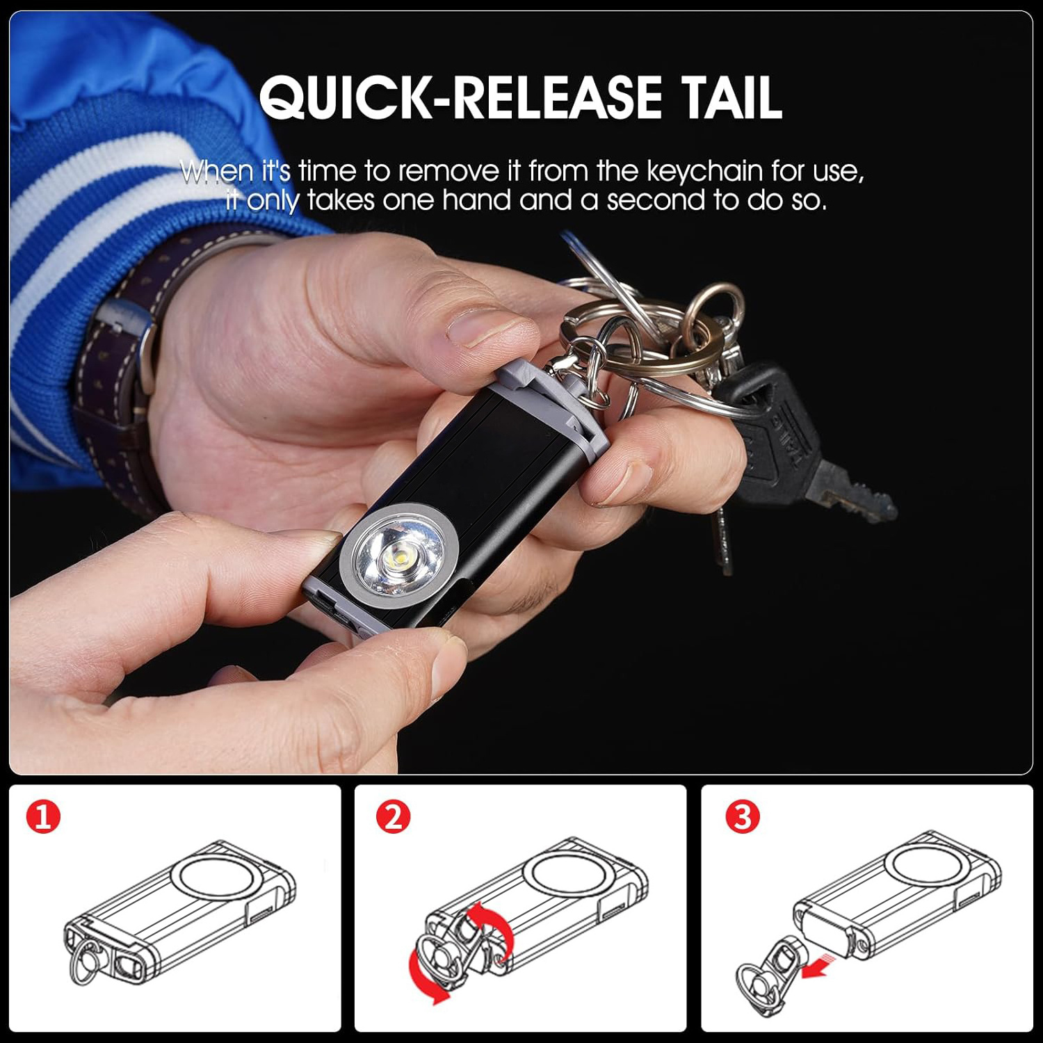 Small pocket keyring led rechargeable keychain mini usb edc flashlight