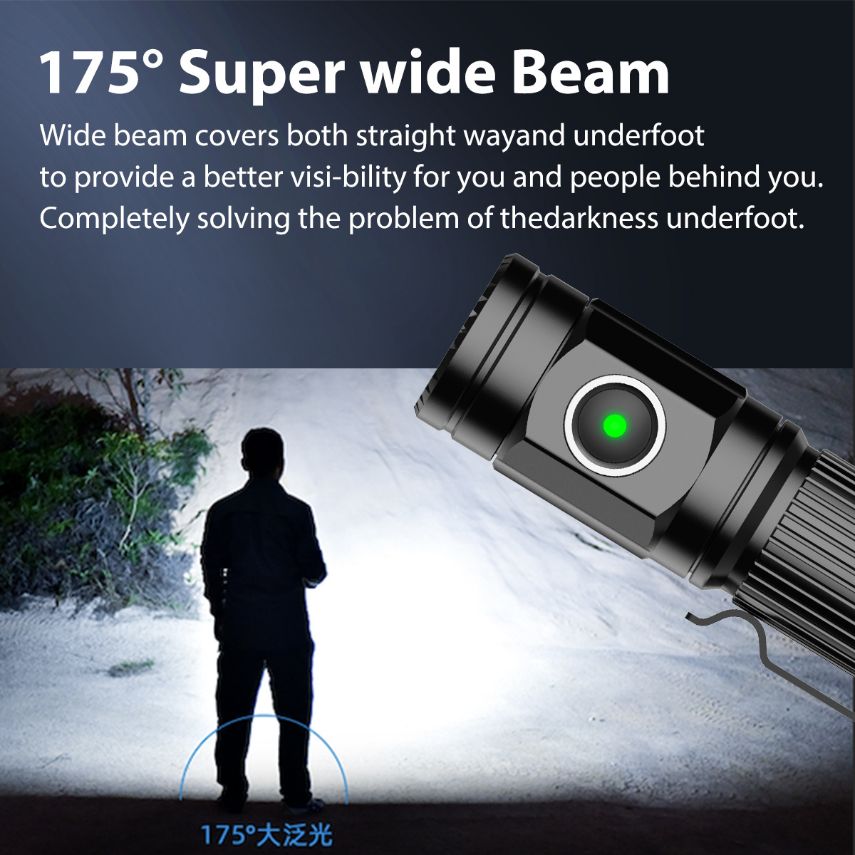 Small bright 5000 LUMENS POCKET Hand flash light EDC Rechargeable LED flashlight