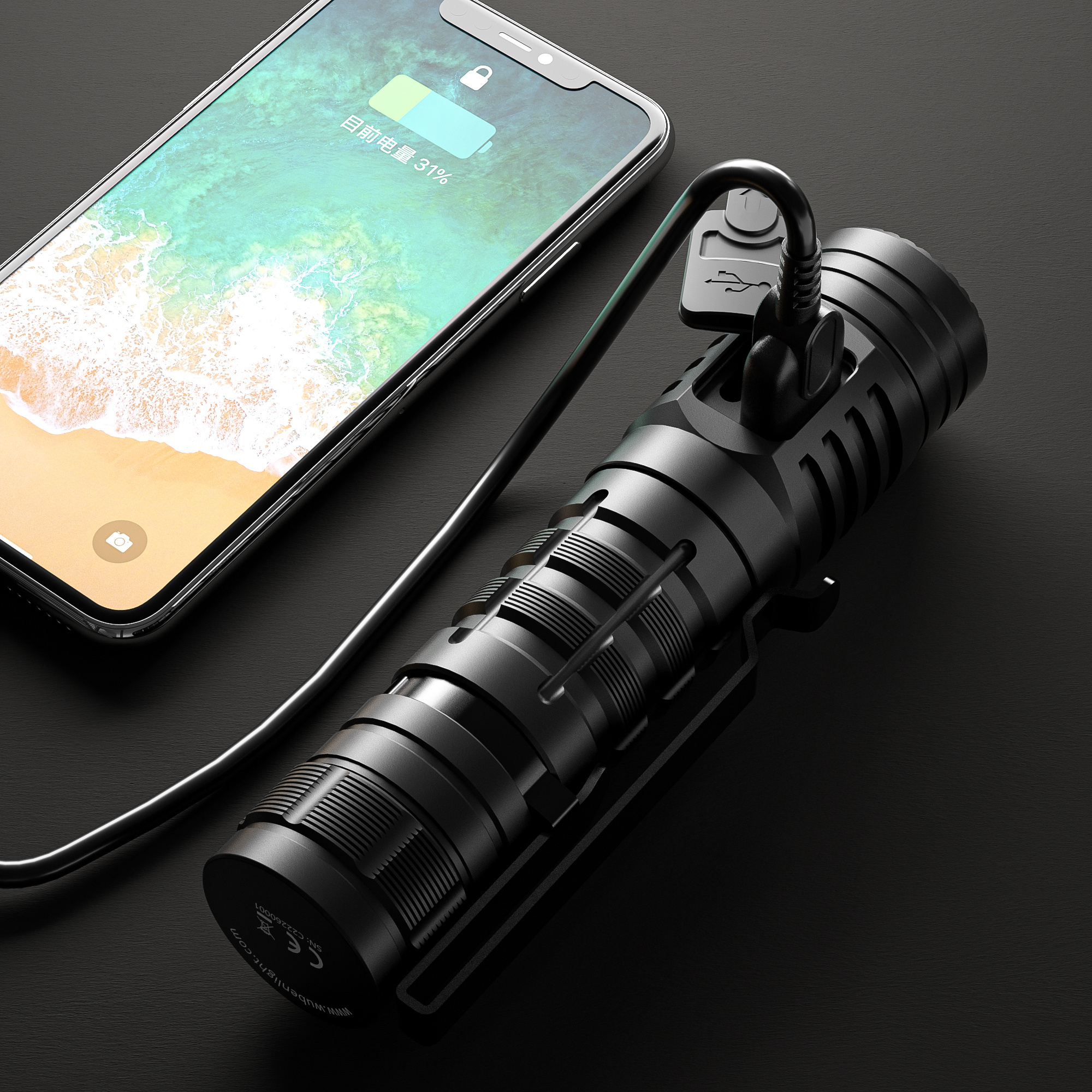 Emergency Outdoor 2000 High Lumens Pocket Power Bank Flash Light IP68 Waterproof Tactical LED Flashlights