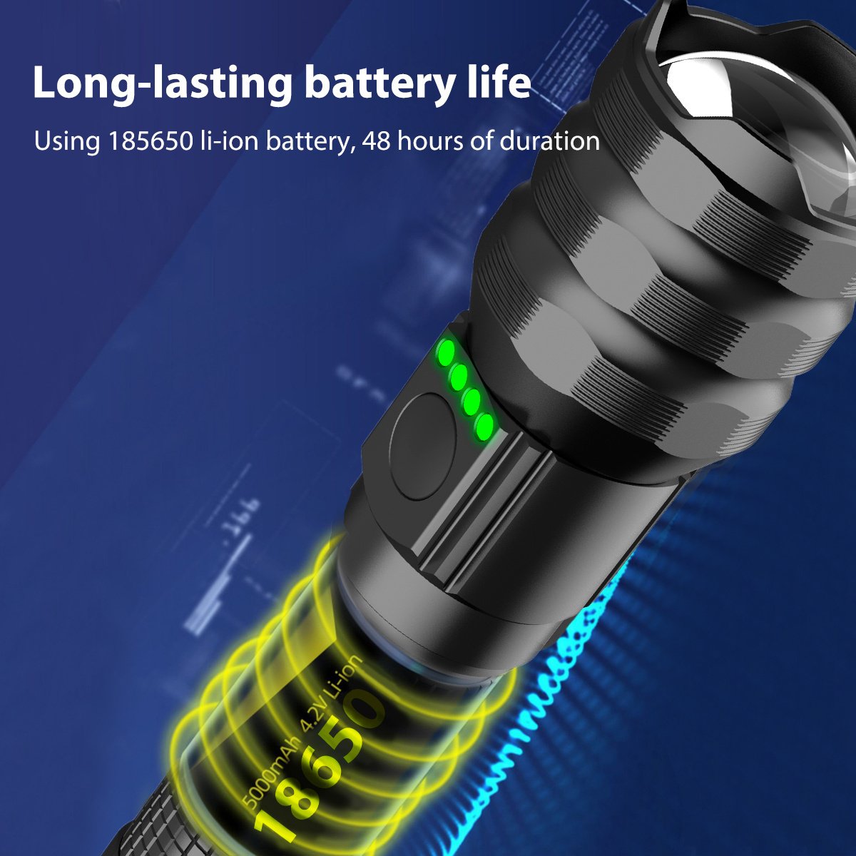 Ultra-bright Long beam 1km Rechargeable Lithium Battery Led Tactical White laser Flashlight