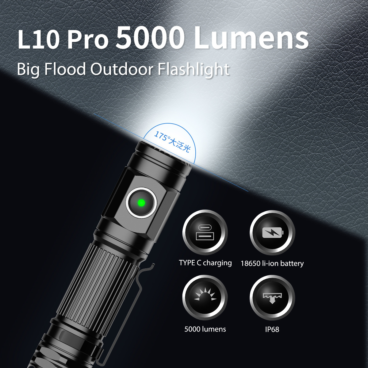 Small bright 5000 LUMENS POCKET Hand flash light EDC Rechargeable LED flashlight