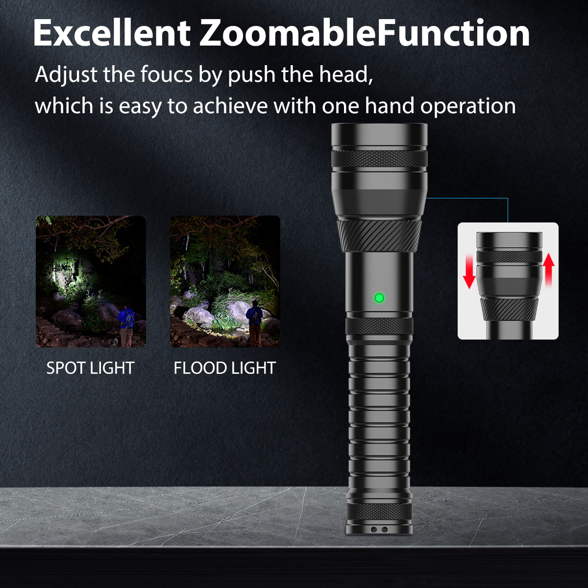 2000 Lumens Aluminum Power Zoomable tail switch Tactical torch light rechargeable led flashlight