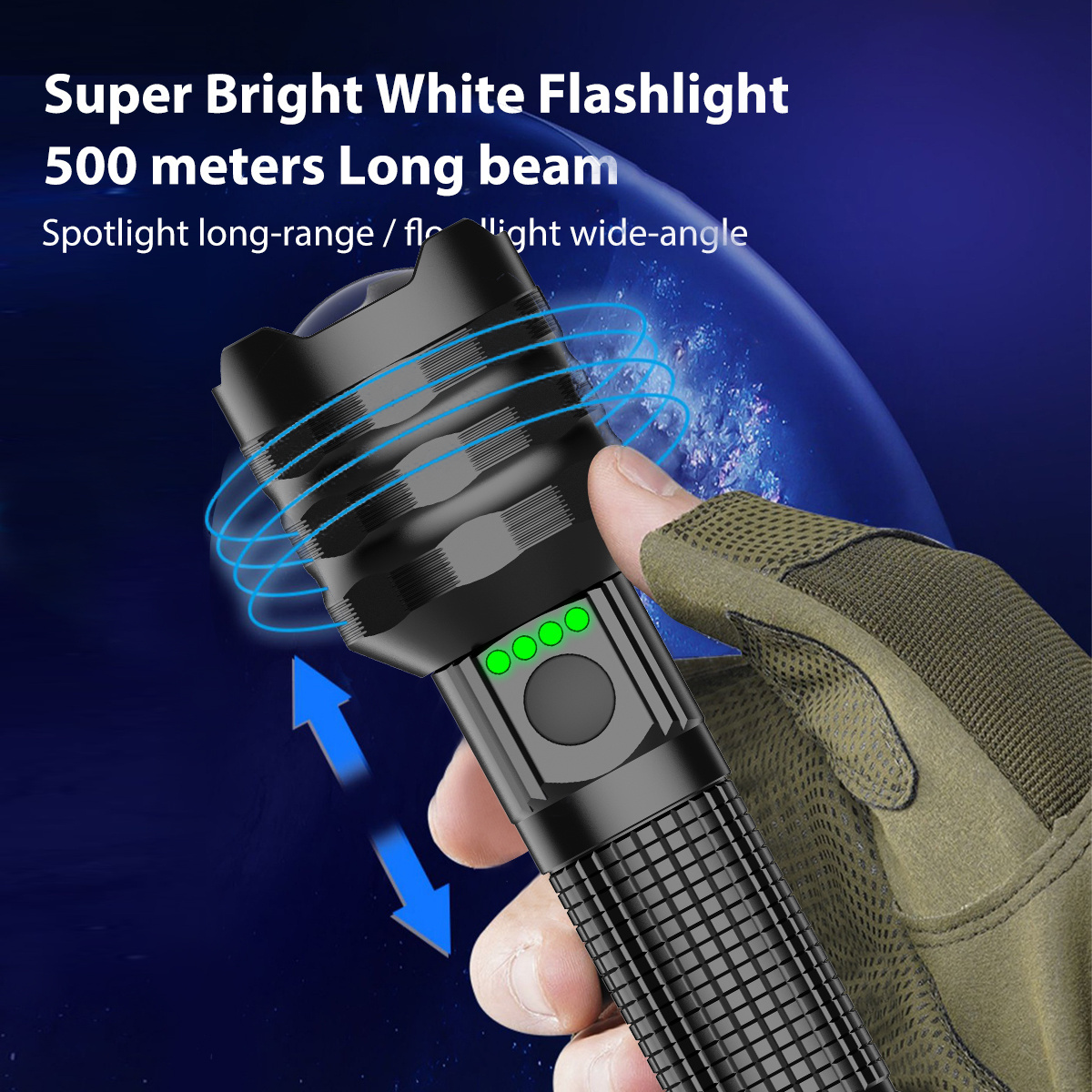 high power industrial Tactical 18650 Rechargeable Battery Flashlights White laser Flashlight