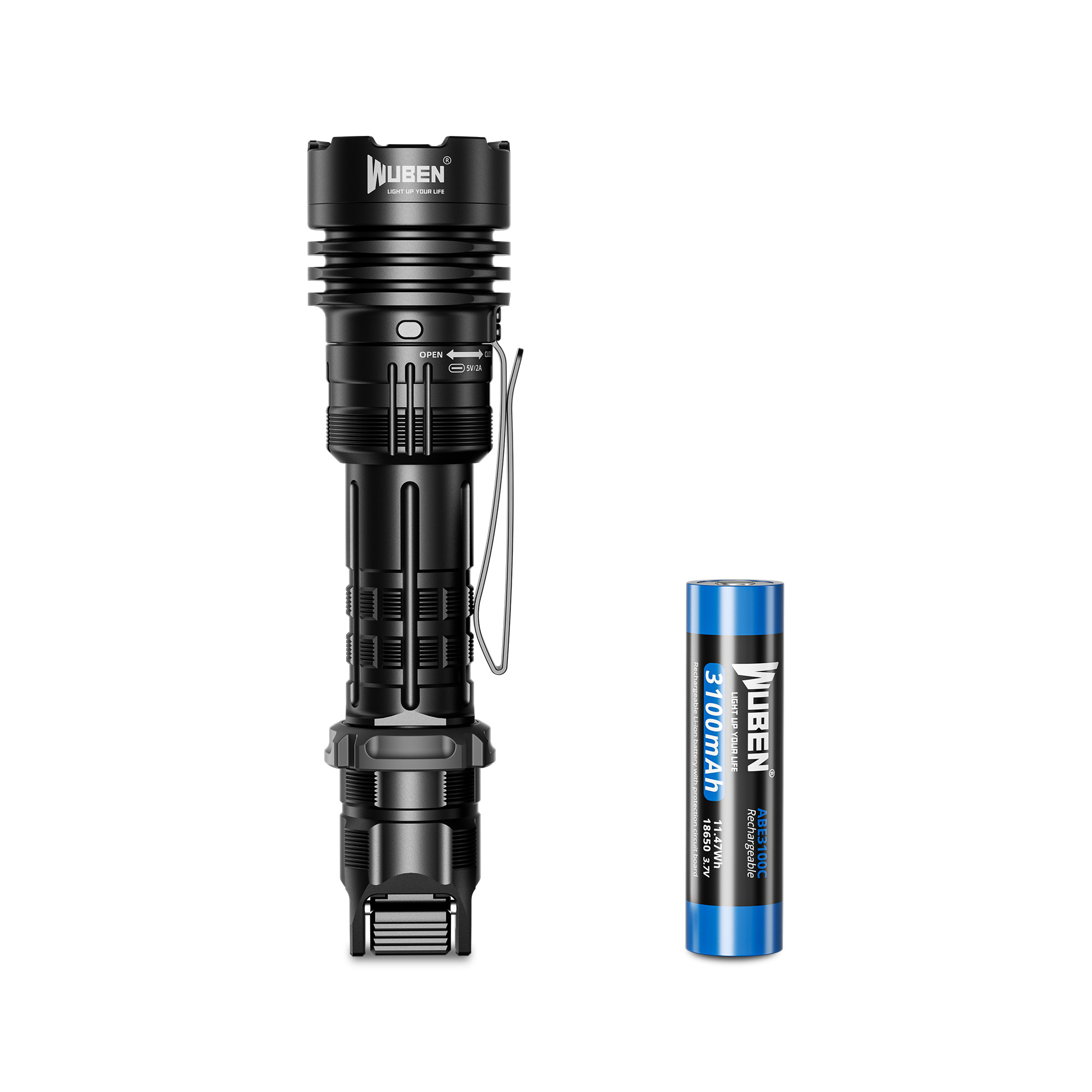 Wuben T1 2000 Lumens Super Bright LED Torch  rechargeable Tactical  Flashlight