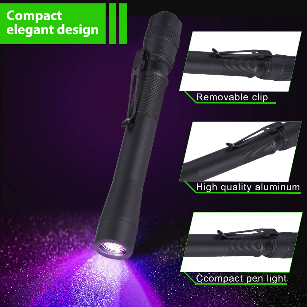 2023 AAA Battery uv black light Blacklight Pet Urine Detector 365nm uv flashlight