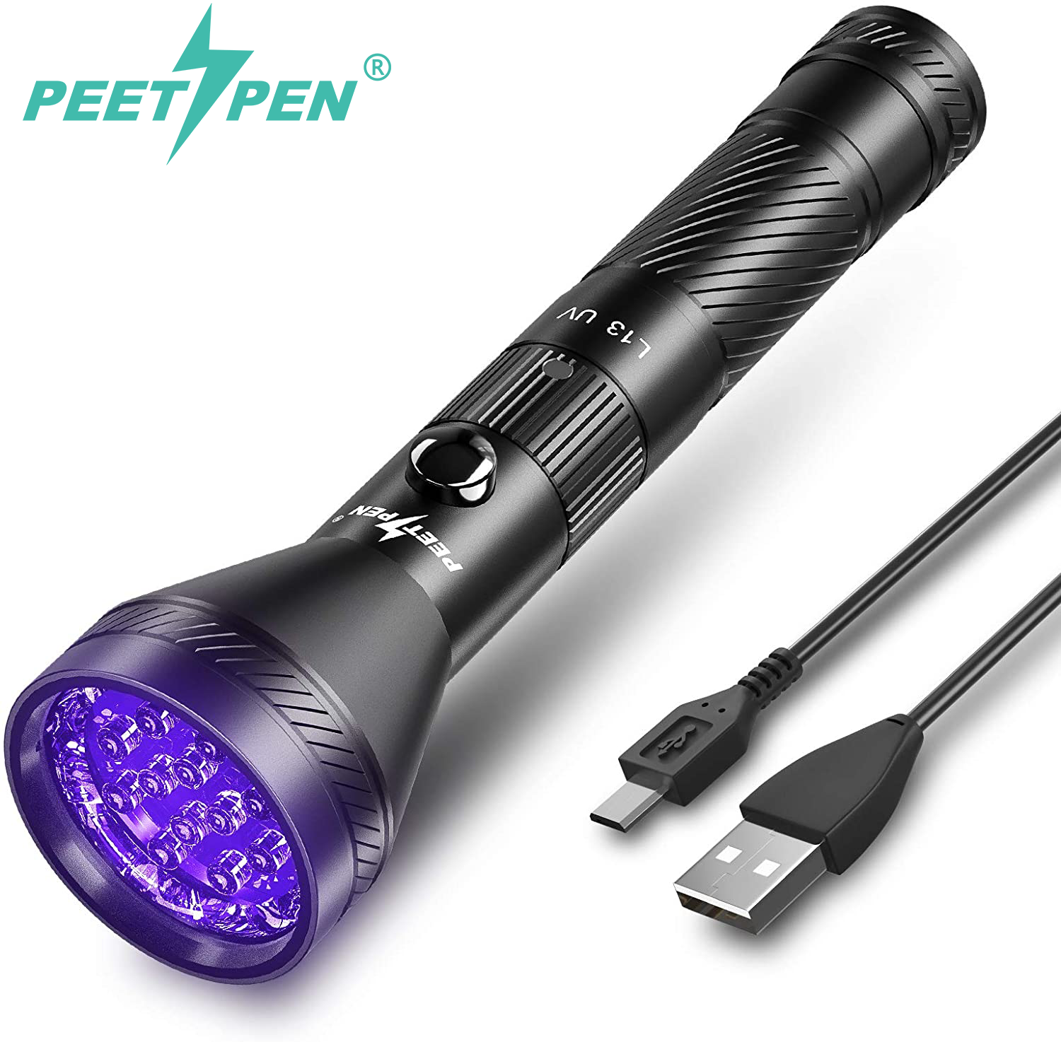 Waterproof  365nm UV Torch Light Detector Led Purple Light Black Light LED UV flashlight money detector for Dog Urine Bed Bug