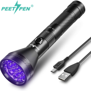 Waterproof  365nm UV Torch Light Detector Led Purple Light Black Light LED UV flashlight money detector for Dog Urine Bed Bug