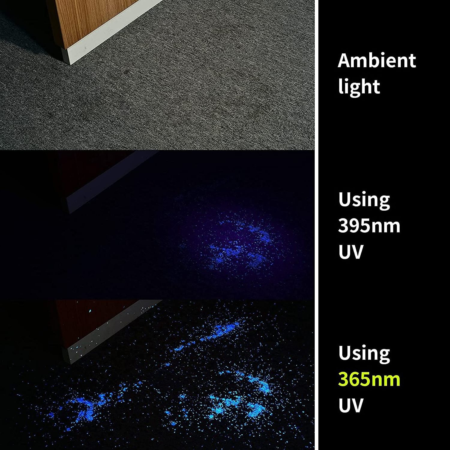 365nm Black Light Dog Cat Urine Dry Stains Blacklight Pen Light Waterproof IP68 AAA Batteries UV Flashlight