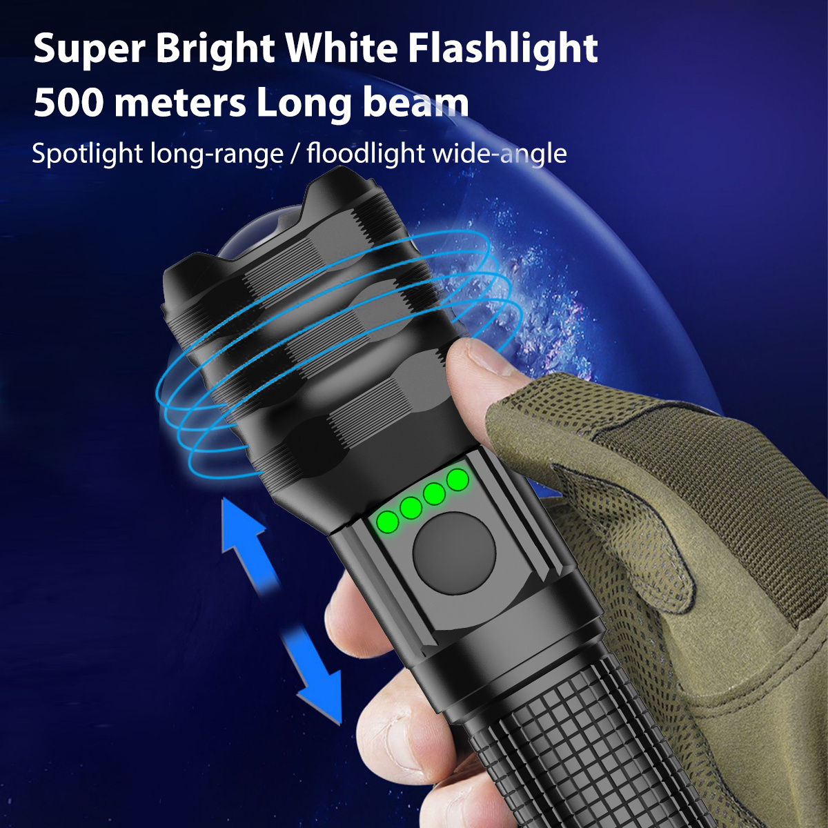 Ultra-bright Long beam 1km Rechargeable Lithium Battery Led Tactical White laser Flashlight