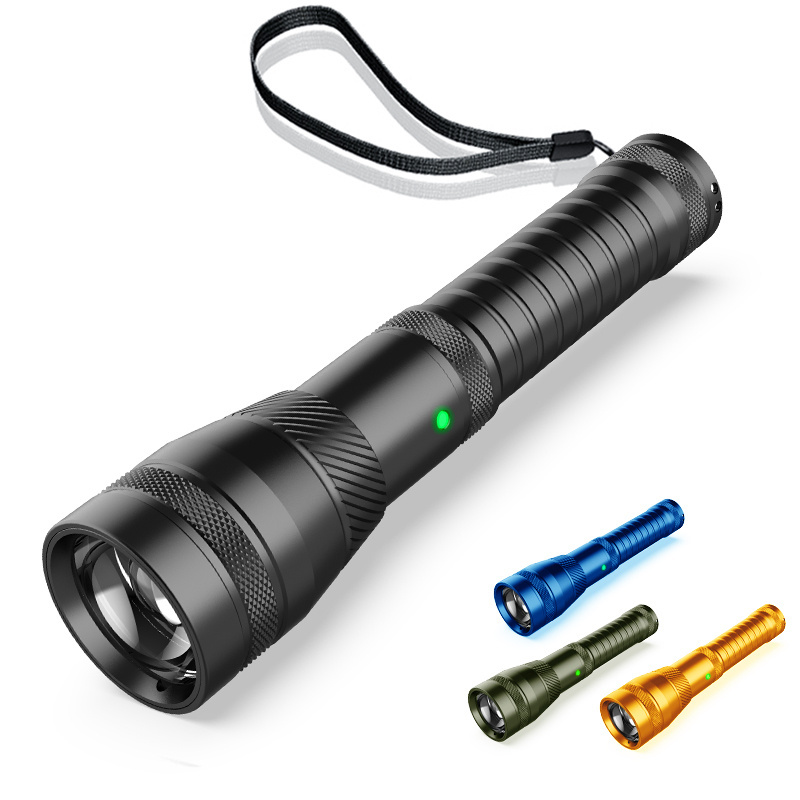 2000 Lumens Aluminum Power Zoomable tail switch Tactical torch light rechargeable led flashlight