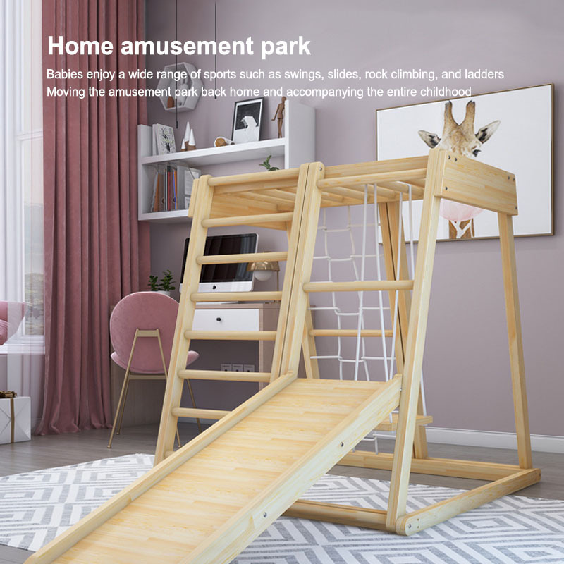 Factory Price Wooden Climbing Frame Swing Front Slide/Rear Climbing Board Cloud Ladder Soft Rope Ladder Swing