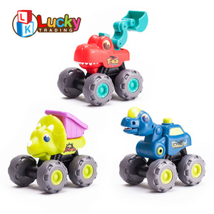 Kids Gift Sliding Friction Freewheel Animals Press Pull Back Dinosaur Toy Truck For Boys Toys