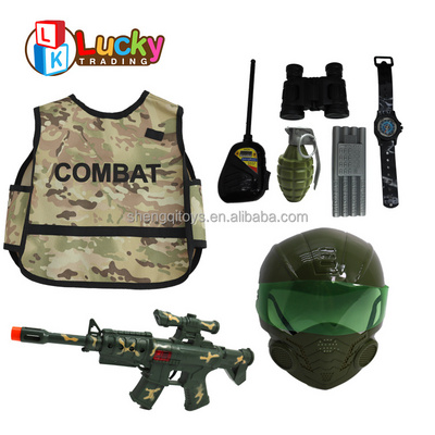 Boy's Favorites Pretend Play Set  Kids Activity Gun Military Toys For Child Plastic Army Toy Soldier Vest Play Set