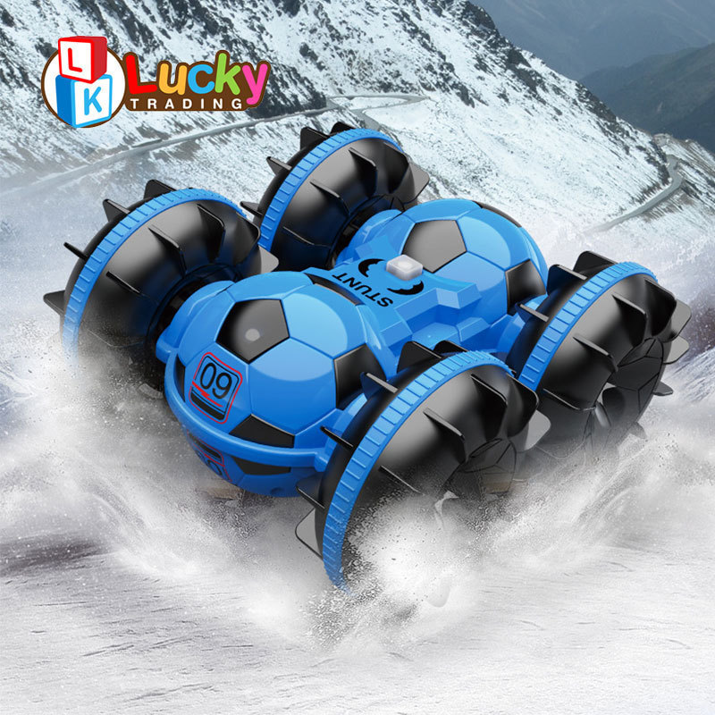 2.4G Stunt Waterproof Two Sided Tank Toys Amphibious Four Wheel Drive Radio Control Stunt Car