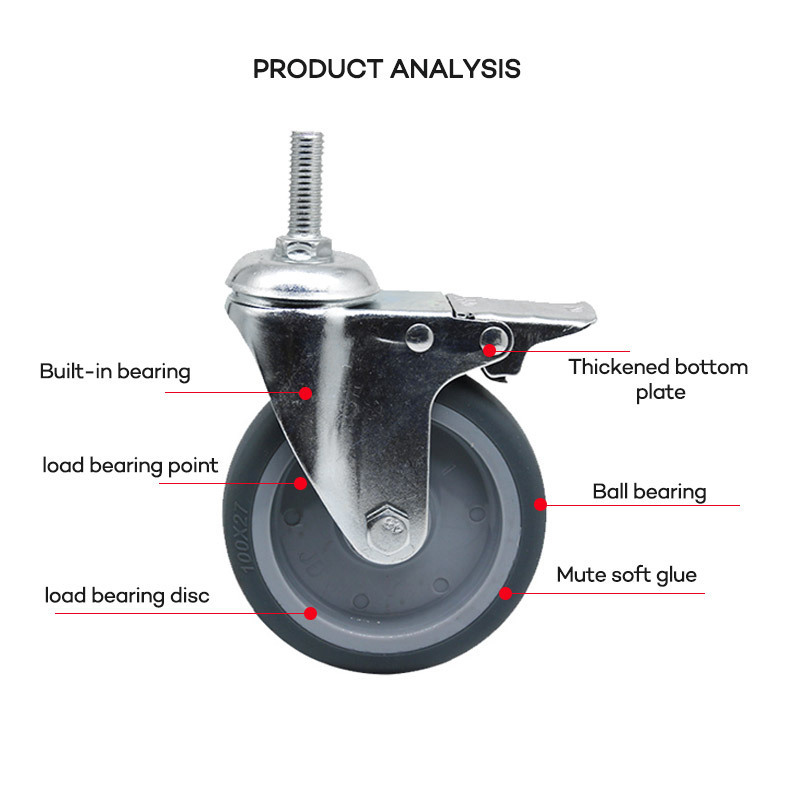 2.5 inch 2 inch 3 inch 4 inch 5 inch industrial 125mm medium duty fixed swivel castor wheels 2