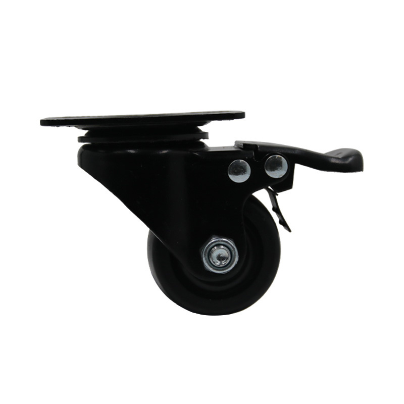 Factory  Wholesale Industrial 1.5/2/2.5/3 Workbench Black Castor Wheel Rubber Heavy Duty Swivel Caster Wheel With Brake