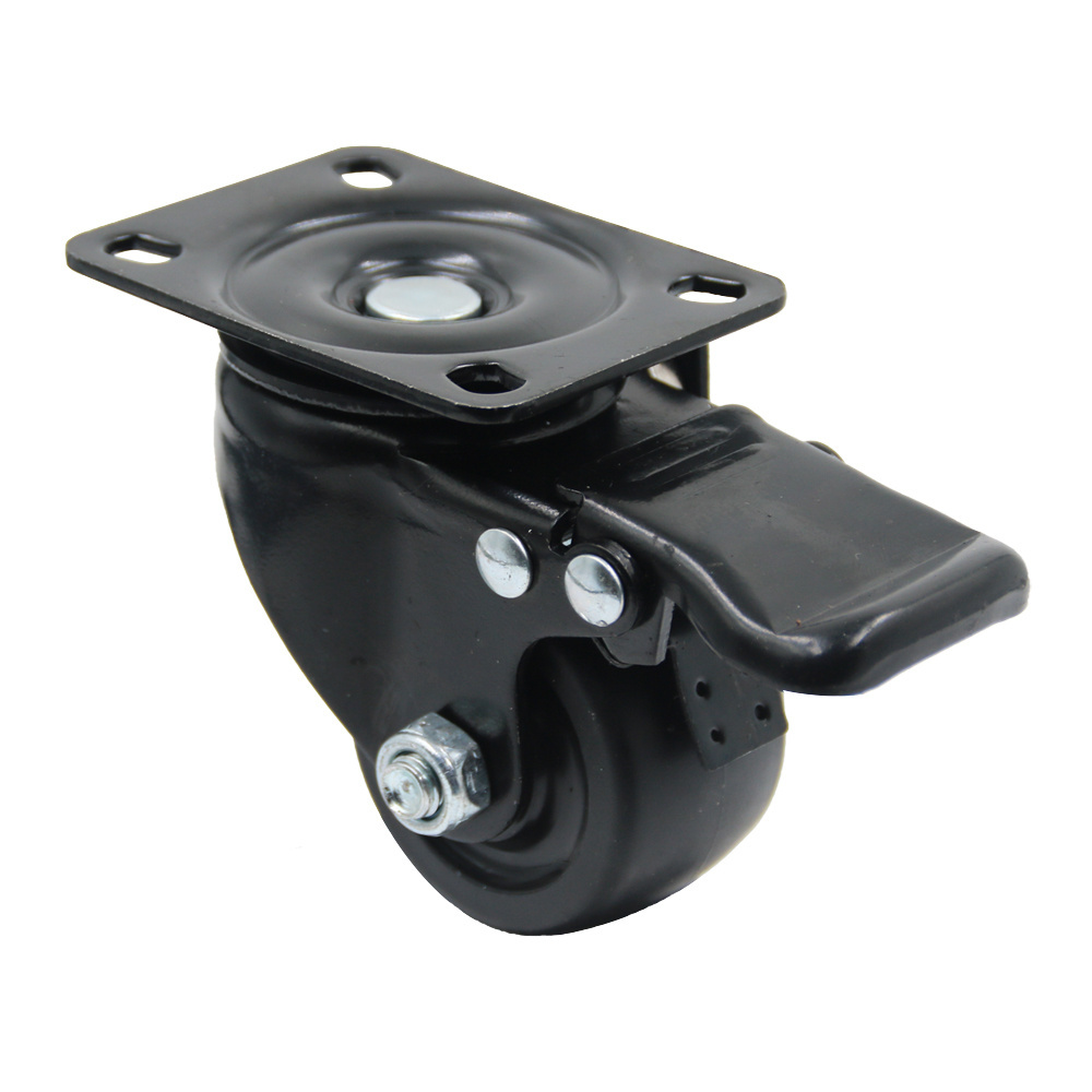 Factory  Wholesale Industrial 1.5/2/2.5/3 Workbench Black Castor Wheel Rubber Heavy Duty Swivel Caster Wheel With Brake