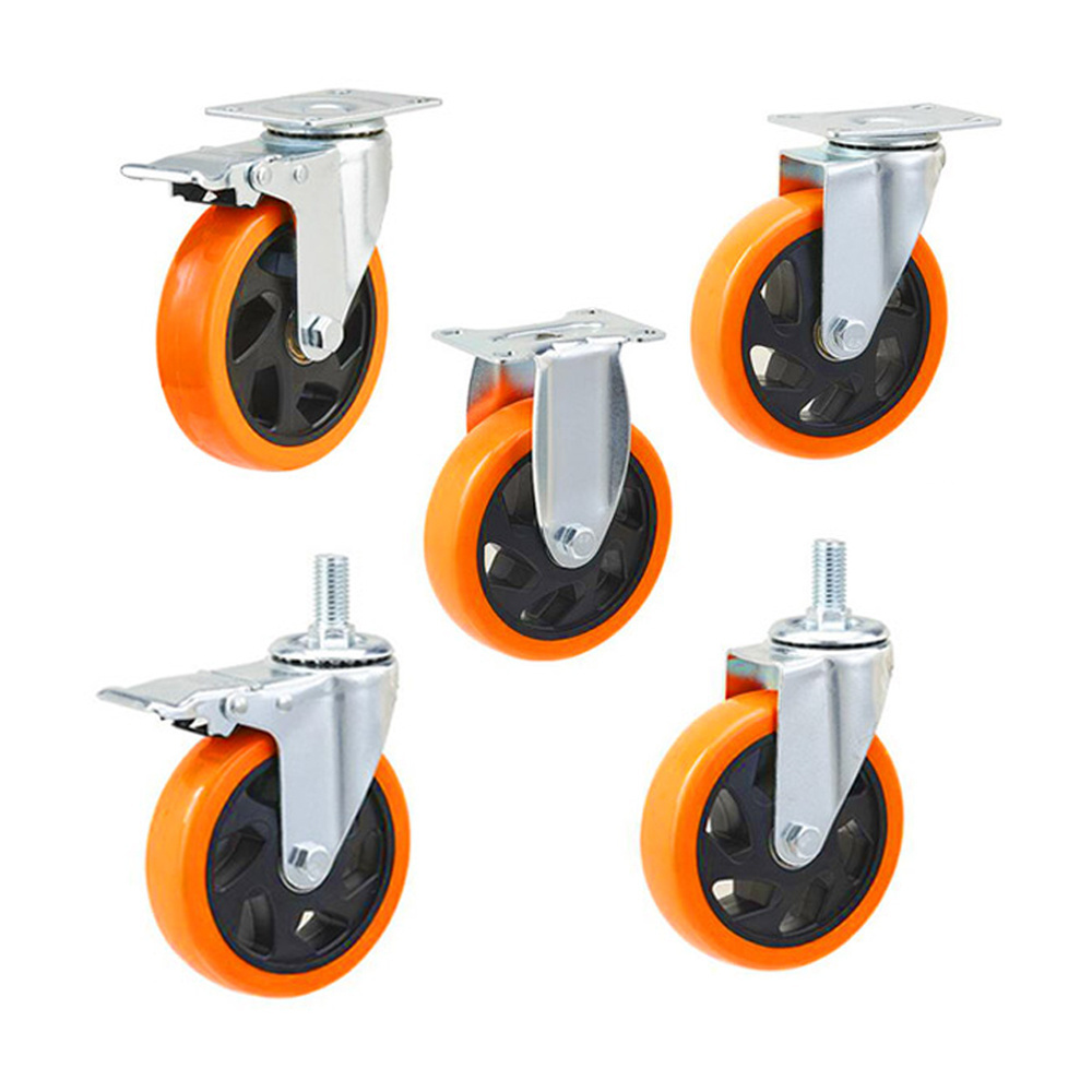 3/4/5/6 inch Industrial Medium Duty 75mm Castor Orange Swivel Heavy duty Caster rotating wheels