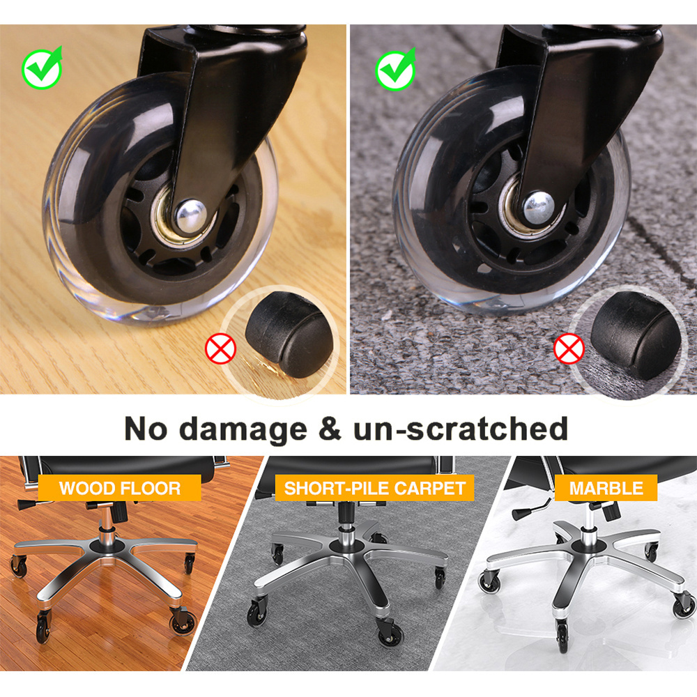 hot sale 3 inch soft transparent pu furniture swivel caster wheel office chair caster