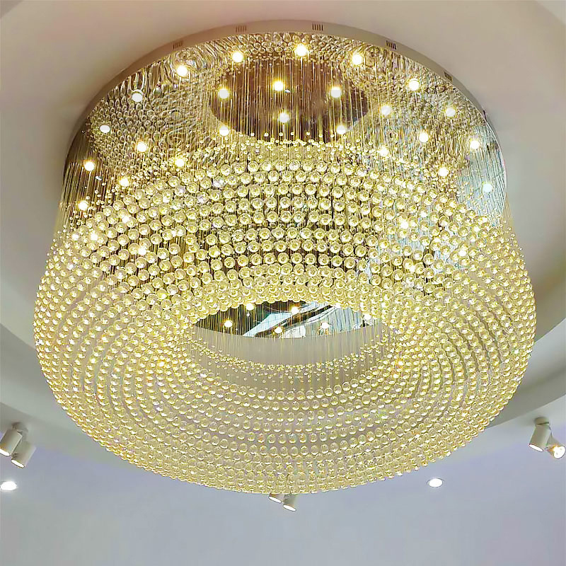 Popular High Ceiling Modern Chandelier Ring Lamp Circle Ceiling Lights LED Custom Crystal Murano Glass High Quality Luxury 80