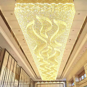 Factory Custom Modern Chandelier Hotel Lobby Large Long Hotel Hall Chandeliers LED Nordic Black Glass Light