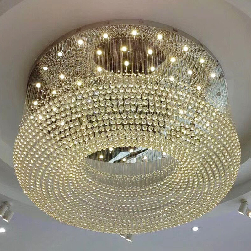 Popular High Ceiling Modern Chandelier Ring Lamp Circle Ceiling Lights LED Custom Crystal Murano Glass High Quality Luxury 80