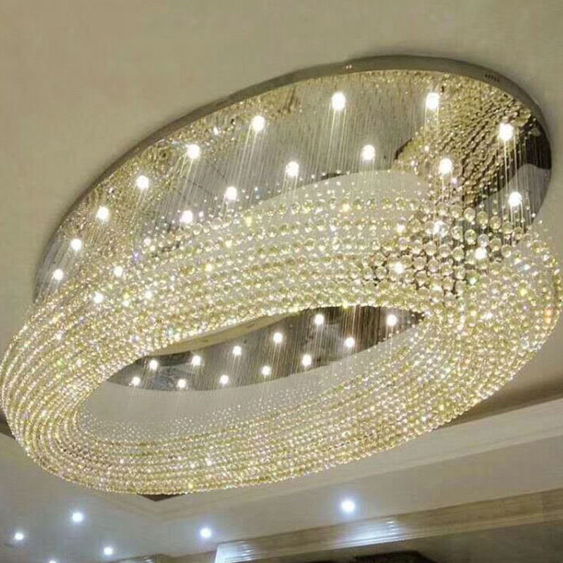 Popular High Ceiling Modern Chandelier Ring Lamp Circle Ceiling Lights LED Custom Crystal Murano Glass High Quality Luxury 80