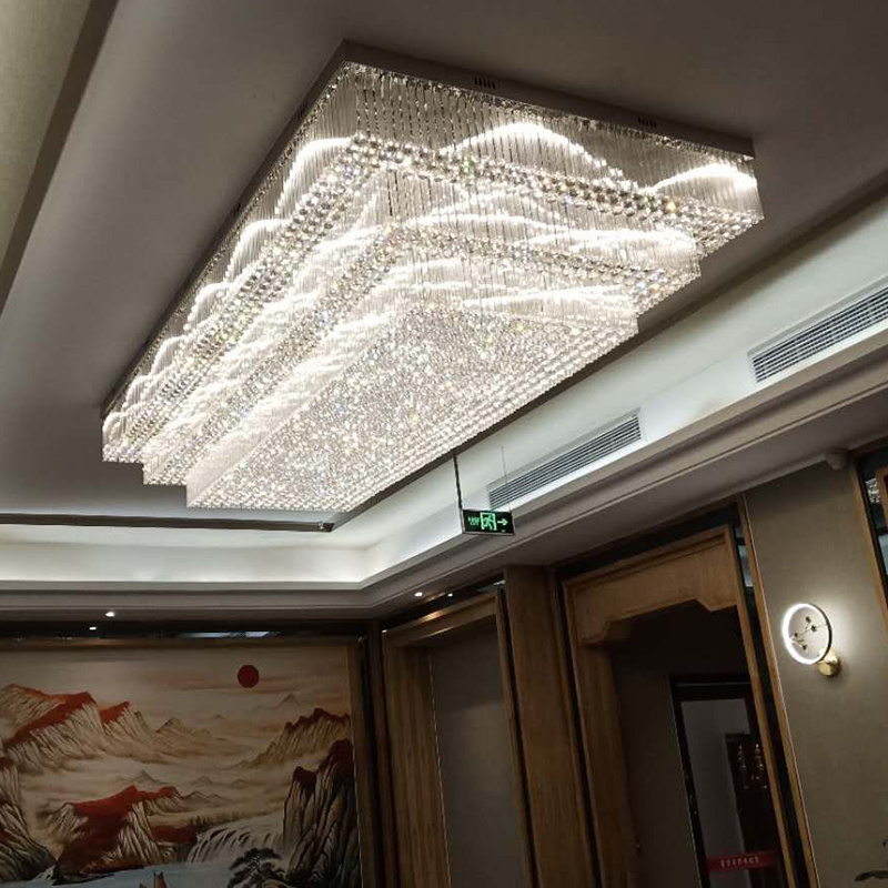 Meeting Room Ceiling Simple Modern Low Ceiling Mounted Led Crystal Lamp Chandelier