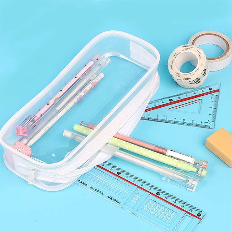 Plastic PVC Clear Pencil Case with Zipper for School Students Children