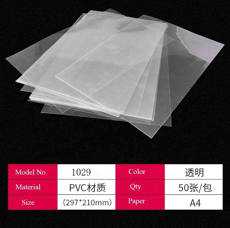 A4 170micron Transparent Plastic Book Cover Rigid PVC Film Sheet Book Cover For Binding Covers