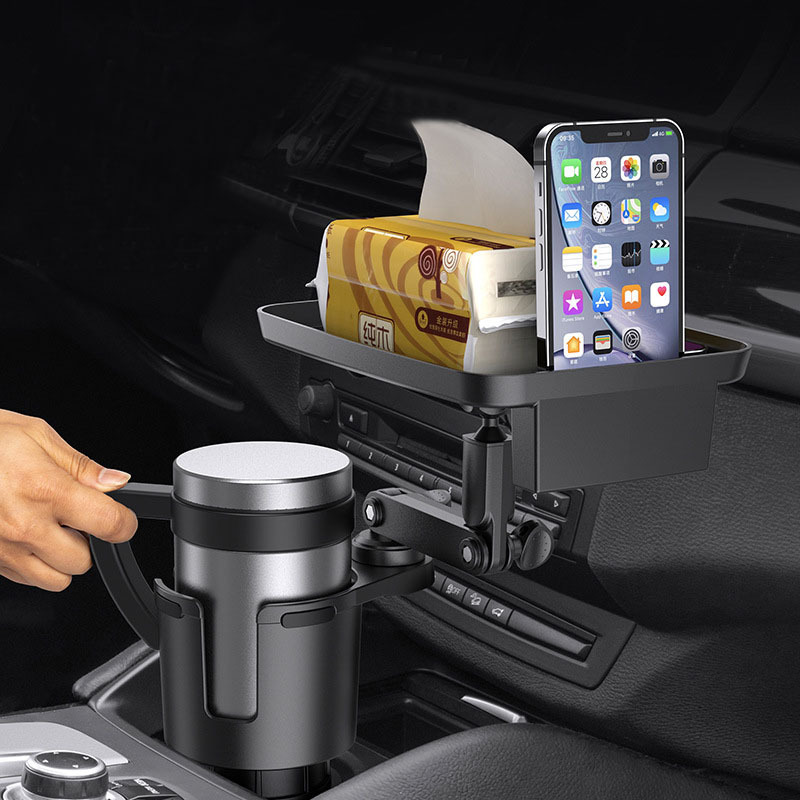 Cup Holder Expander for Car, RV, Semi Truck, and Van by Desk York - Detachable 360 Rotatable Tray Table Car Organizer for Lon