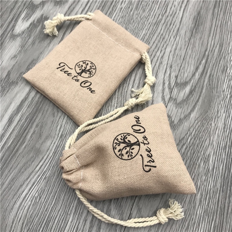 Cotton Linen Cosmetic Pouch Drawstring Cotton Linen Packaging Bag for Essential Oil Bottle