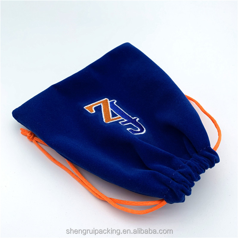 Custom Gift Jewelry Velvet Bag With Embroidered Logo Velvet Drawstring Perfume Pouches Wholesale