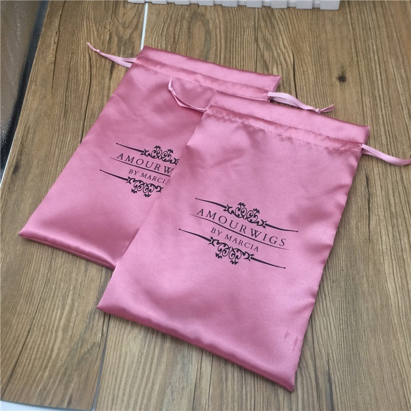 Custom satin silk bag for hair bundles/braided wigs, satin virgin hair packaging bag