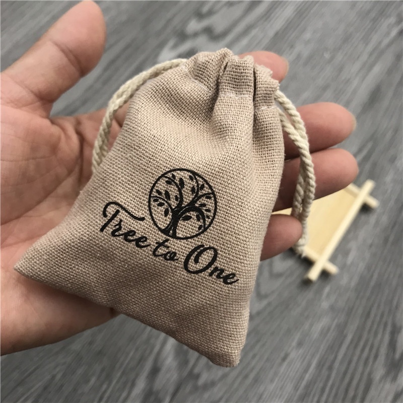 Cotton Linen Cosmetic Pouch Drawstring Cotton Linen Packaging Bag for Essential Oil Bottle