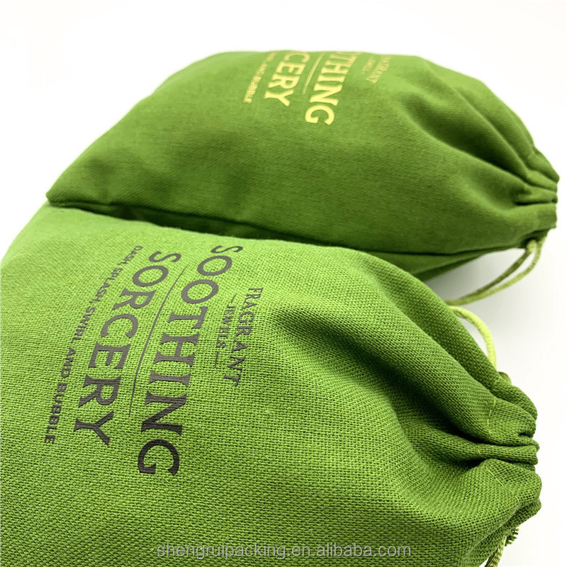 Olive Green Cotton Linen Pouch Bag for Jewel Packaging Organic Cotton Cosmetic Bags